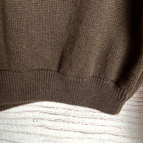 New BELFORD 1/4 Zip Sweater Pullover Kangaroo Pocket Brown Cotton Mock Neck M - Picture 8 of 12